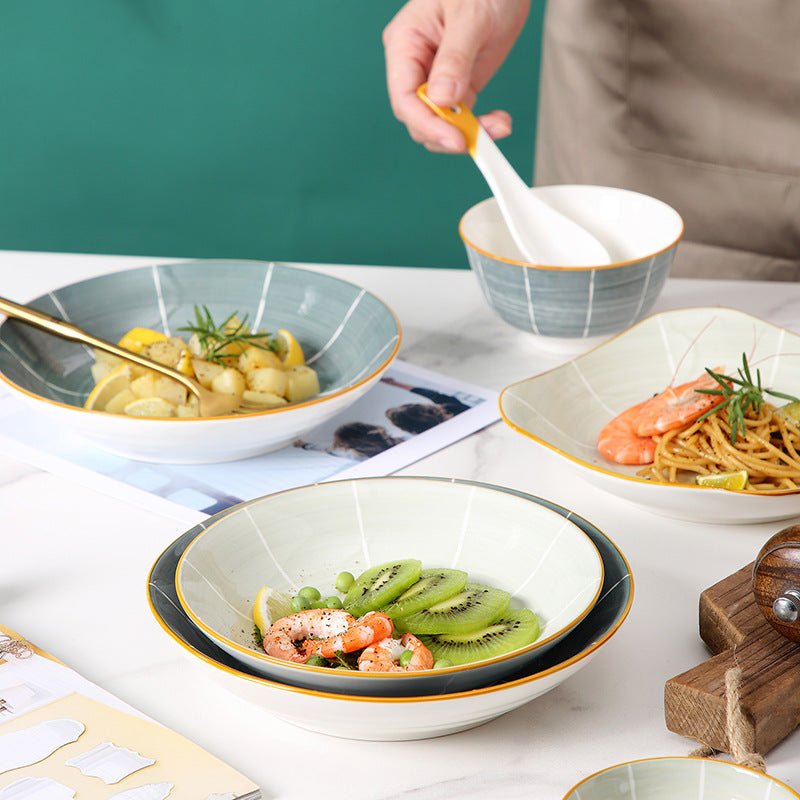 Hom & Ember – Elegant Japanese Ceramic Plate Set for a Luxurious Dining Experience - Hom & Ember