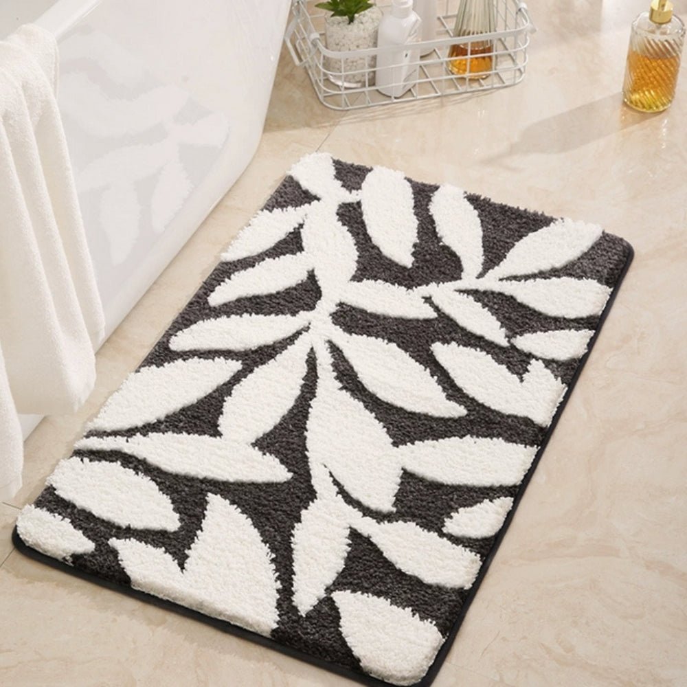 Hom & Ember – Elegant Leaf Pattern Bath Mat for a Stylish Comfort and Serene Bathroom Ambiance - Hom & Ember