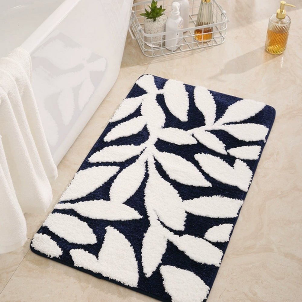 Hom & Ember – Elegant Leaf Pattern Bath Mat for a Stylish Comfort and Serene Bathroom Ambiance - Hom & Ember