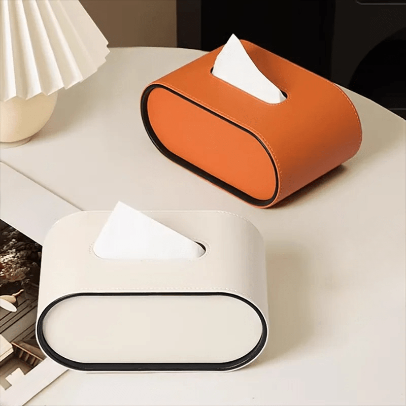 Hom & Ember – Elegant Leather Tissue Box in Classic Design for a Touch of Sophistication - Hom & Ember