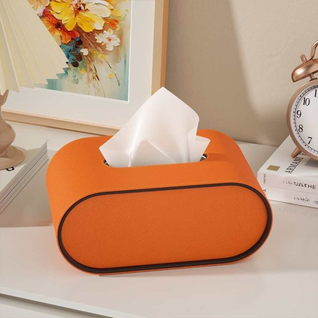 Hom & Ember – Elegant Leather Tissue Box in Classic Design for a Touch of Sophistication - Hom & Ember