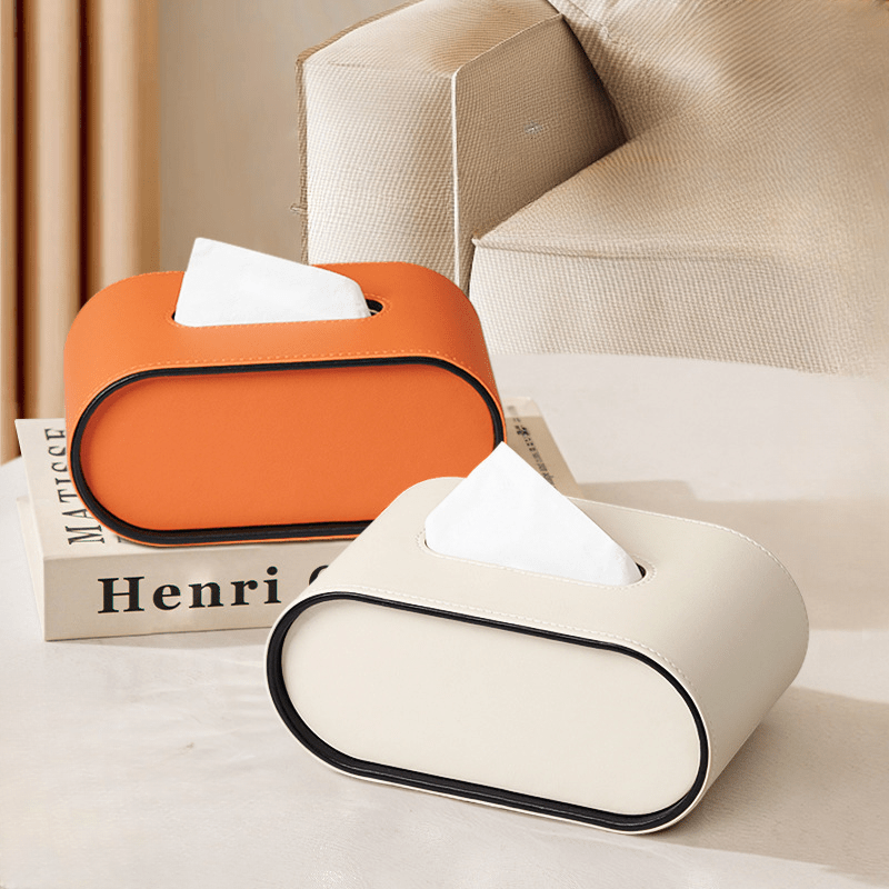 Hom & Ember – Elegant Leather Tissue Box in Classic Design for a Touch of Sophistication - Hom & Ember