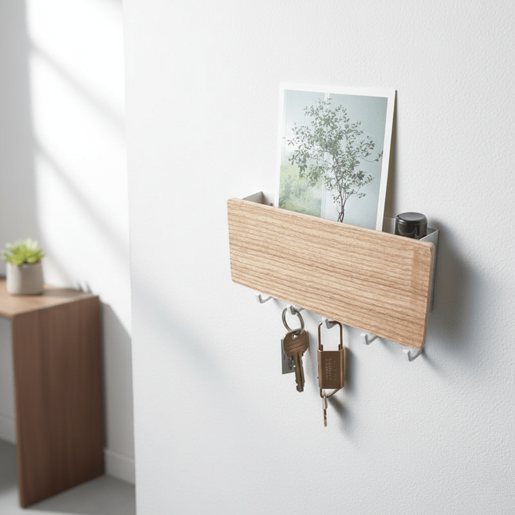 Hom & Ember – Elegant Magnetic Key Holder Crafted from Steel and Wood for a Chic Organised Space - Hom & Ember