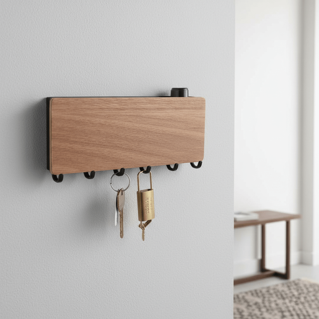 Hom & Ember – Elegant Magnetic Key Holder Crafted from Steel and Wood for a Chic Organised Space - Hom & Ember