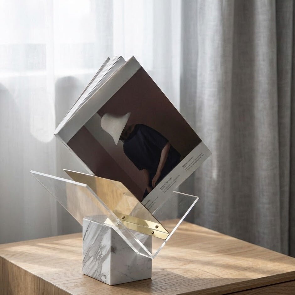 Hom & Ember – Elegant Marble Book Stand for Stylish Reading Nooks with Timeless Charm - Hom & Ember