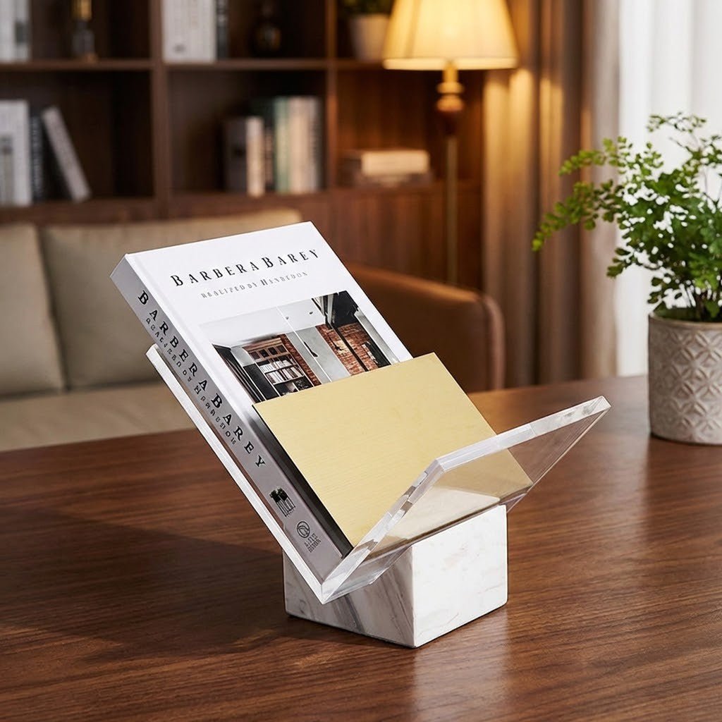 Hom & Ember – Elegant Marble Book Stand for Stylish Reading Nooks with Timeless Charm - Hom & Ember
