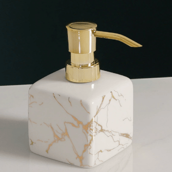 Hom & Ember – Elegant Marble Effect Ceramic Soap Dispenser for a Luxurious Touch - Hom & Ember