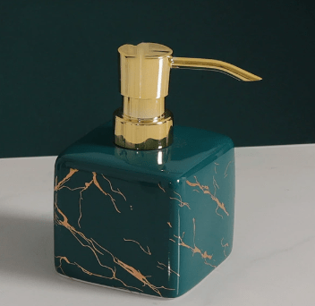 Hom & Ember – Elegant Marble Effect Ceramic Soap Dispenser for a Luxurious Touch - Hom & Ember