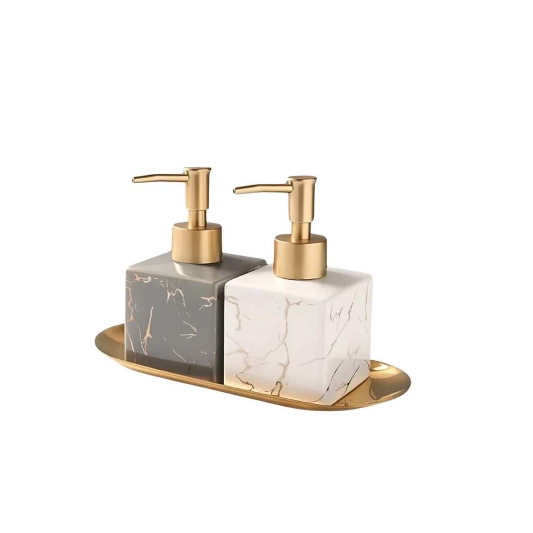 Hom & Ember – Elegant Marble Effect Ceramic Soap Dispenser for a Luxurious Touch - Hom & Ember