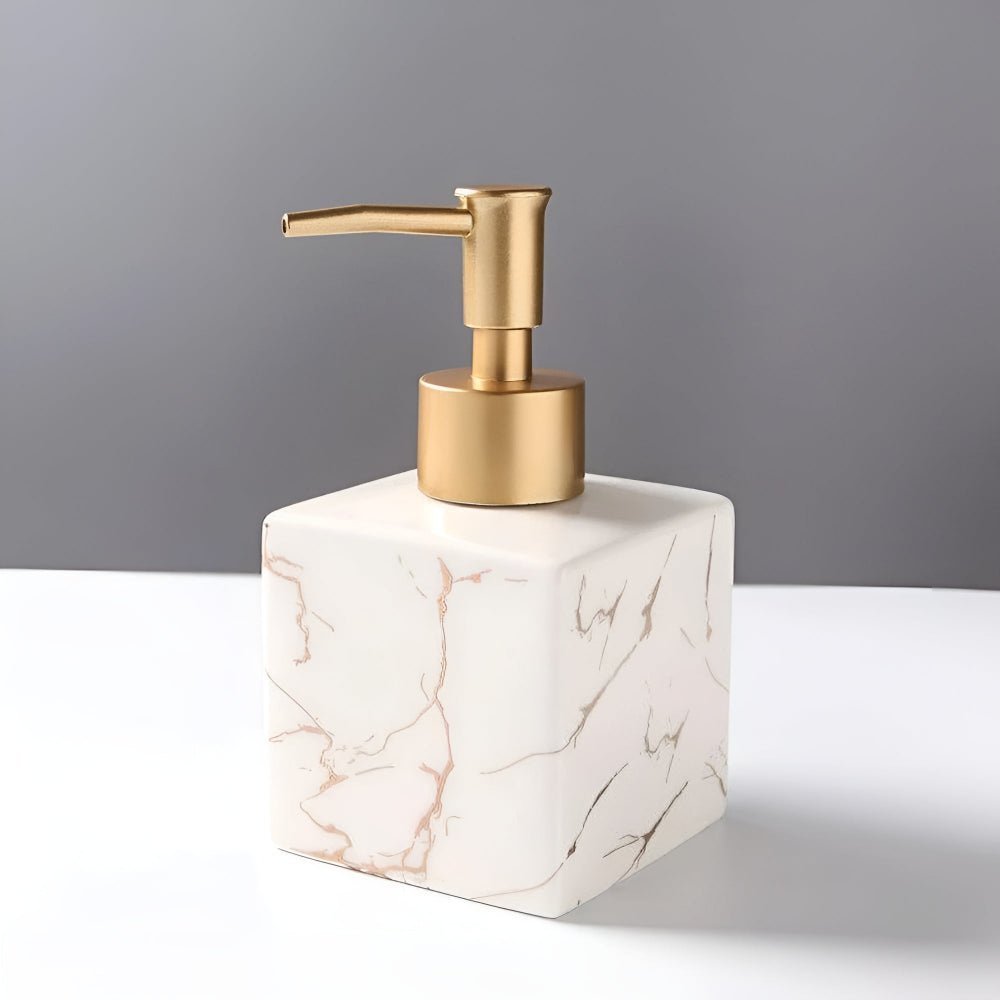 Hom & Ember – Elegant Marble Effect Ceramic Soap Dispenser for a Luxurious Touch - Hom & Ember