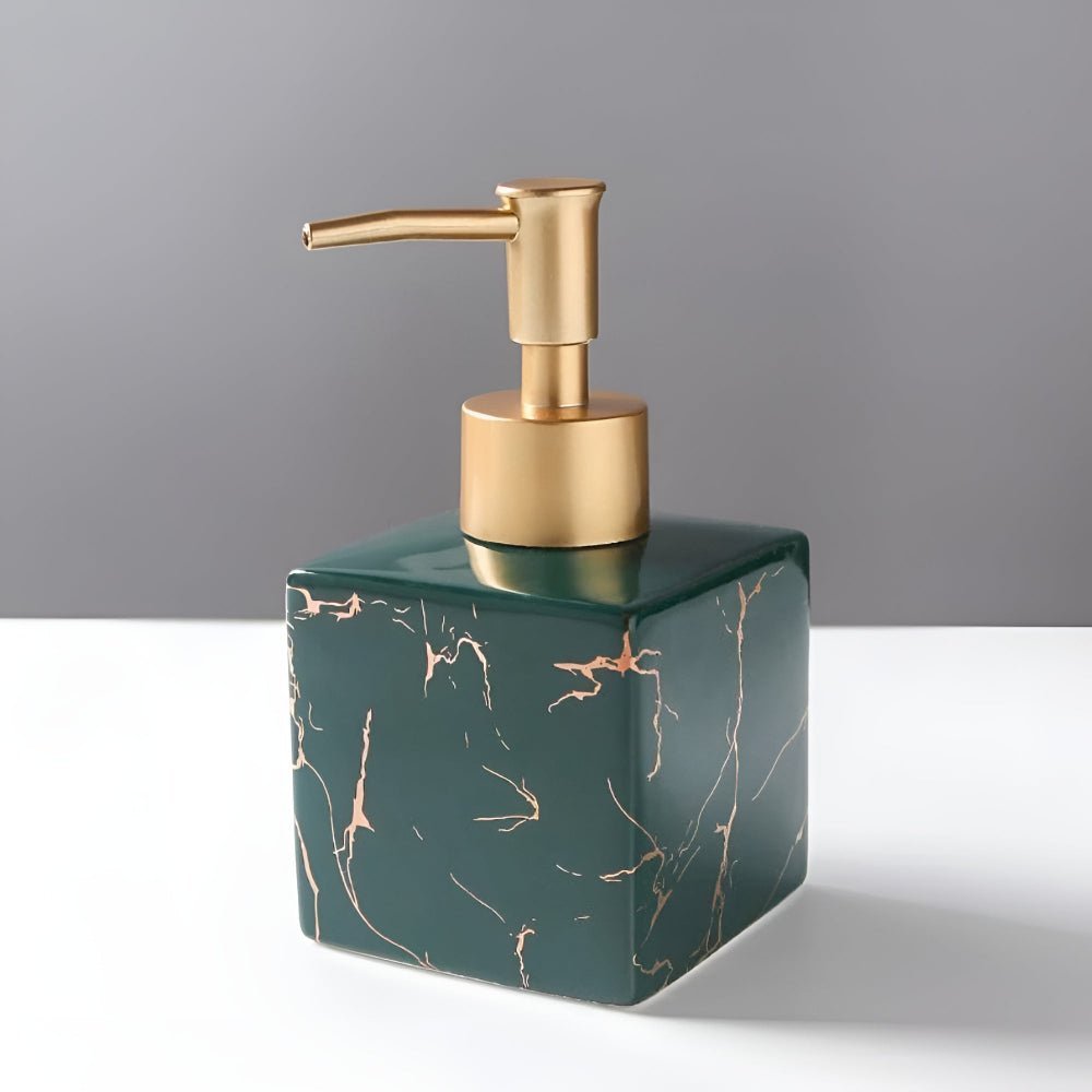 Hom & Ember – Elegant Marble Effect Ceramic Soap Dispenser for a Luxurious Touch - Hom & Ember