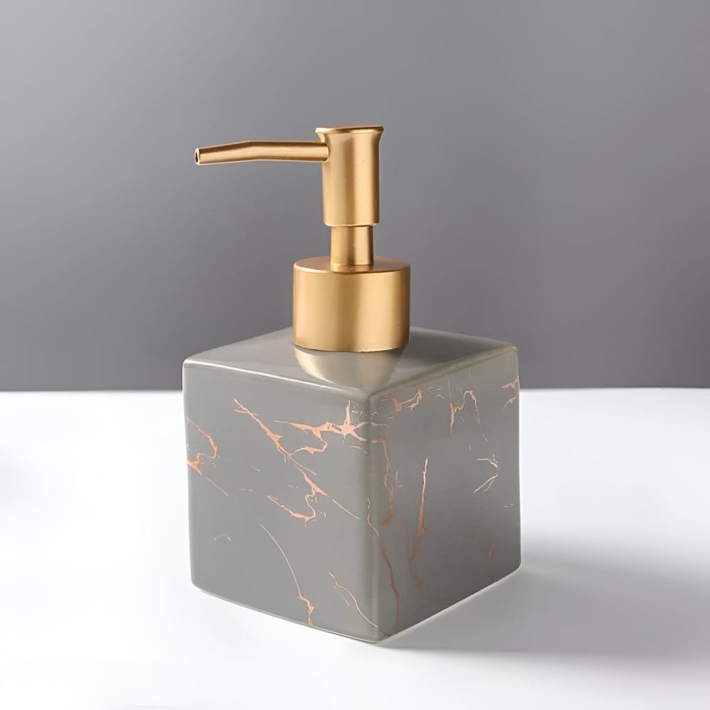 Hom & Ember – Elegant Marble Effect Ceramic Soap Dispenser for a Luxurious Touch - Hom & Ember
