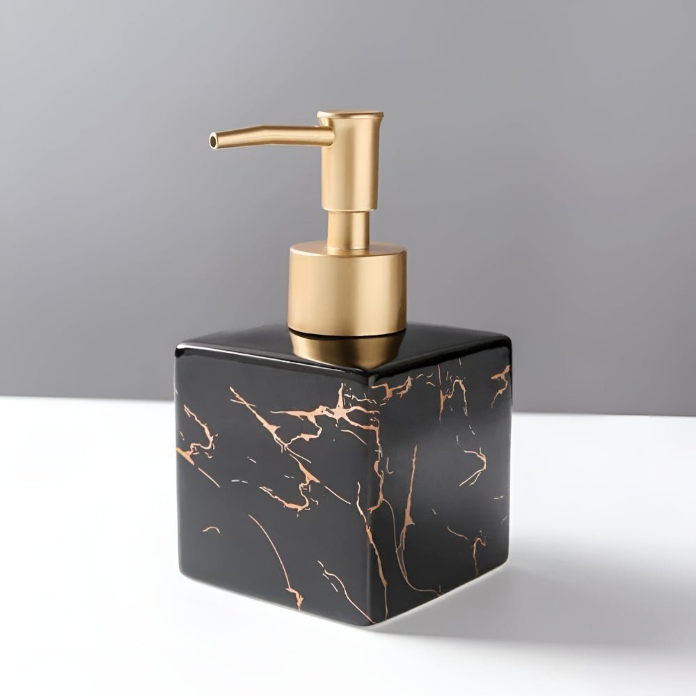 Hom & Ember – Elegant Marble Effect Ceramic Soap Dispenser for a Luxurious Touch - Hom & Ember