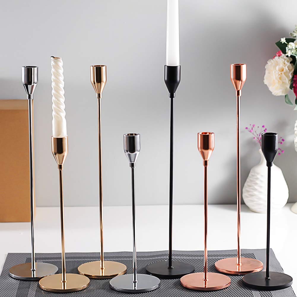 Hom & Ember – Elegant Metal Candle Holder Trio in Sleek Finish for a Serene Ambiance - Hom & Ember