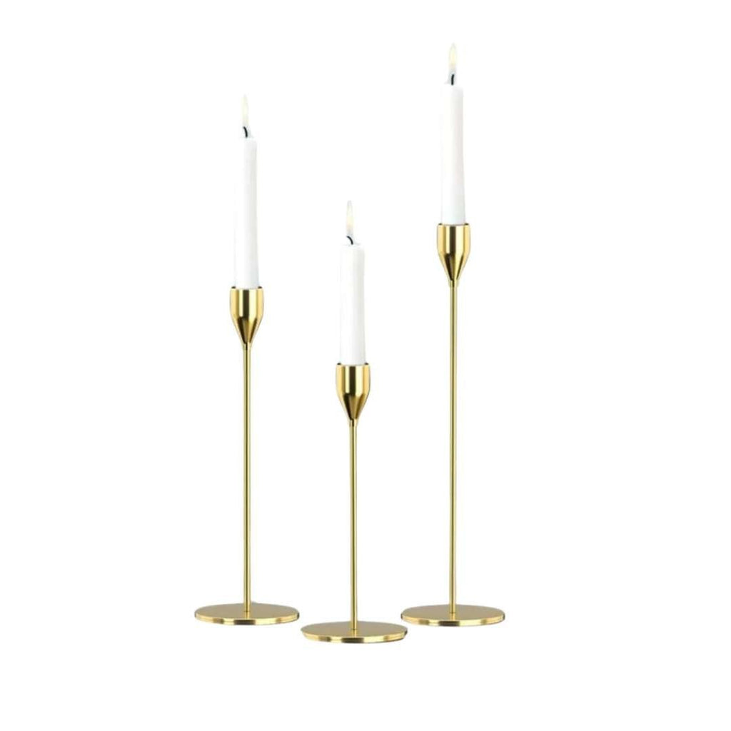 Hom & Ember – Elegant Metal Candle Holder Trio in Sleek Finish for a Serene Ambiance - Hom & Ember