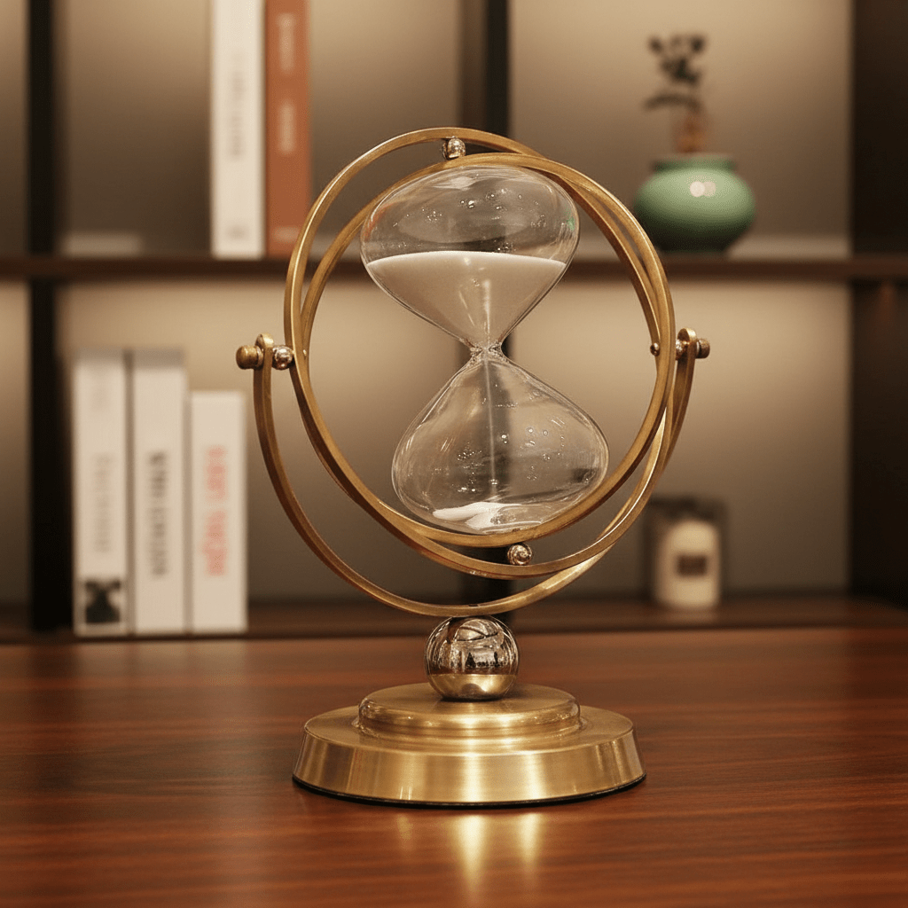 Hom & Ember – Elegant Metal Hourglass Sculpture for Timeless Living Spaces with Serene Ambiance - Hom & Ember