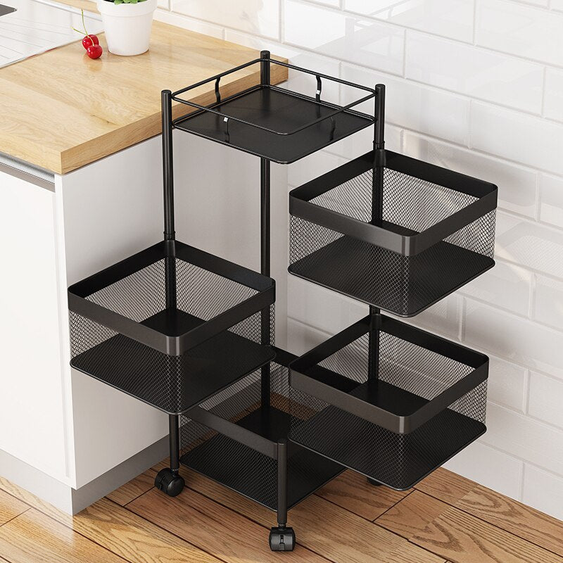 Hom & Ember – Elegant Metal Smart Rotating Storage Shelf for Organised Kitchen with Timeless Charm - Hom & Ember