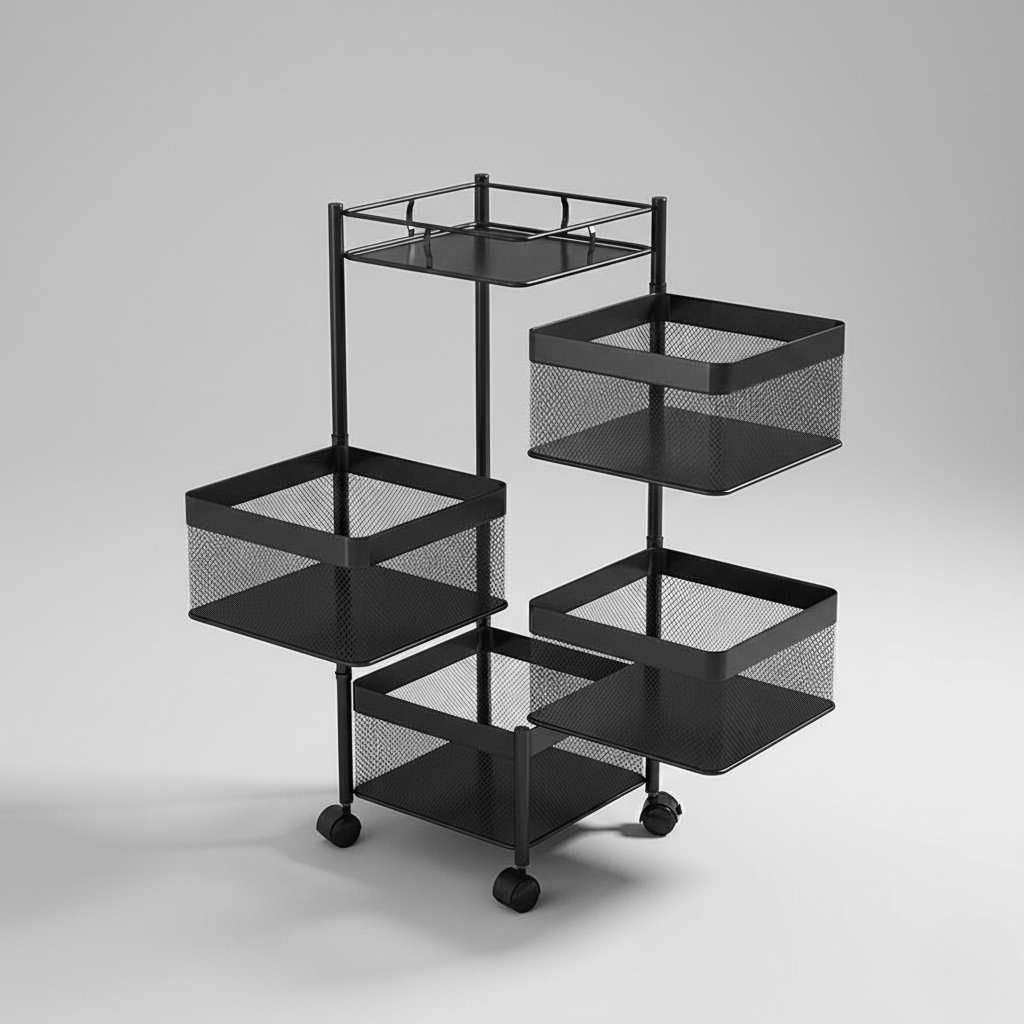 Hom & Ember – Elegant Metal Smart Rotating Storage Shelf for Organised Kitchen with Timeless Charm - Hom & Ember