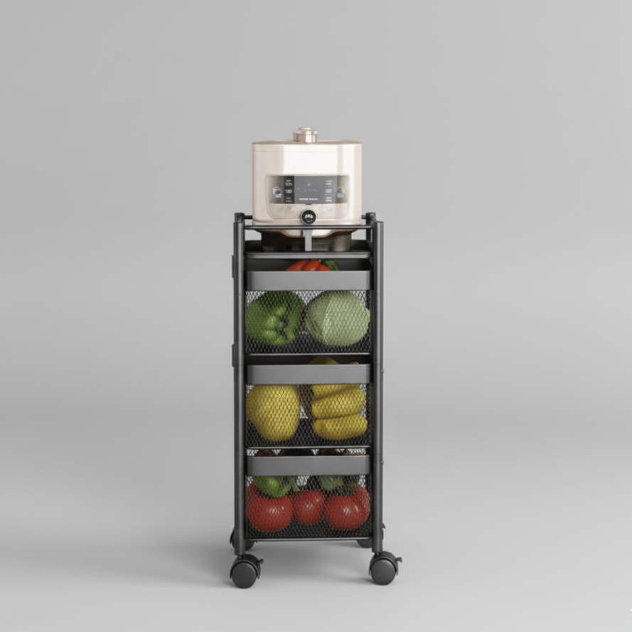 Hom & Ember – Elegant Metal Smart Rotating Storage Shelf for Organised Kitchen with Timeless Charm - Hom & Ember