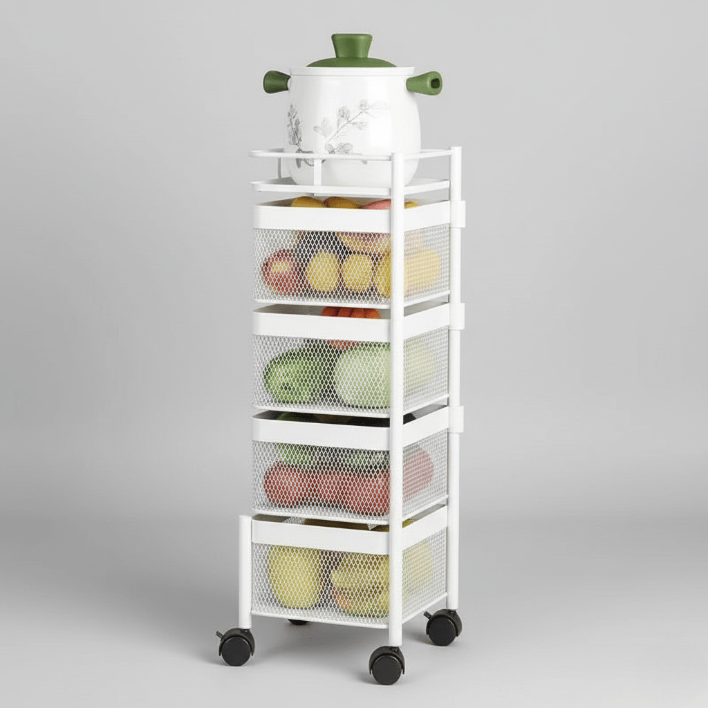 Hom & Ember – Elegant Metal Smart Rotating Storage Shelf for Organised Kitchen with Timeless Charm - Hom & Ember