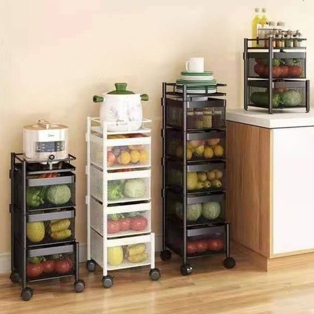 Hom & Ember – Elegant Metal Smart Rotating Storage Shelf for Organised Kitchen with Timeless Charm - Hom & Ember