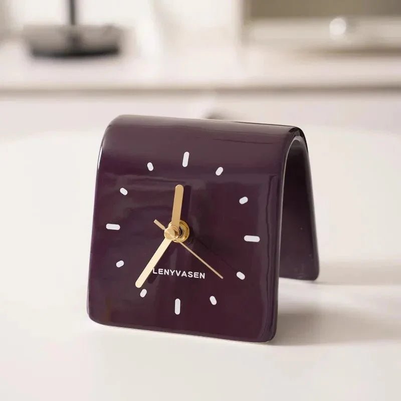 Hom & Ember – Elegant Mini Ceramic Desk Clock for a Serene Ambiance - Hom & Ember