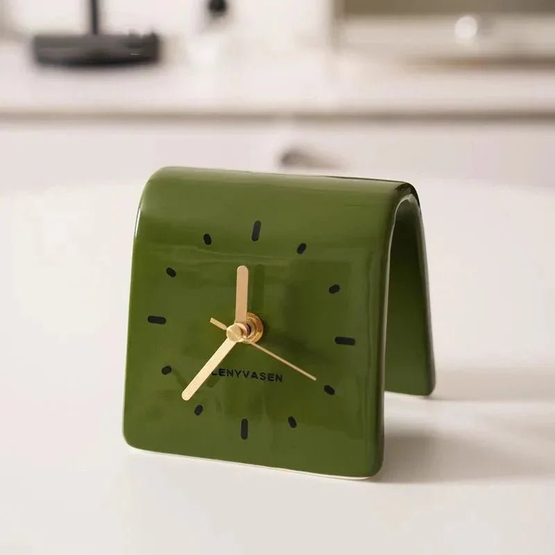 Hom & Ember – Elegant Mini Ceramic Desk Clock for a Serene Ambiance - Hom & Ember