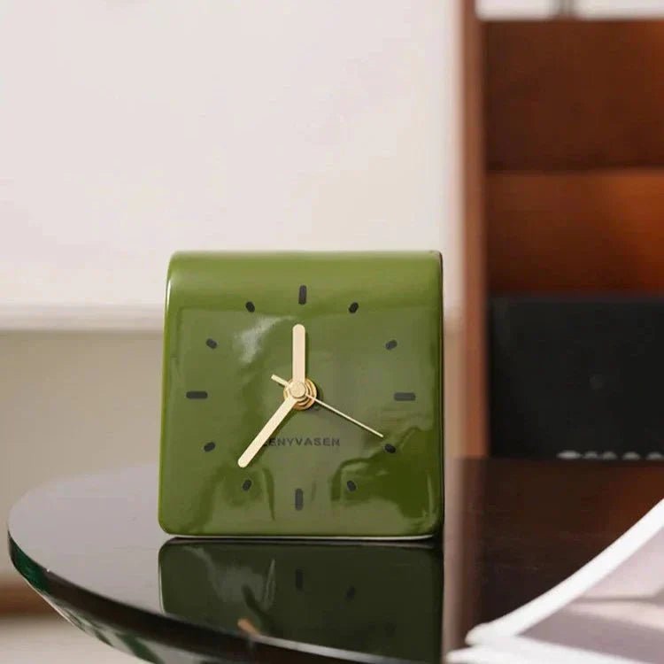 Hom & Ember – Elegant Mini Ceramic Desk Clock for a Serene Ambiance - Hom & Ember
