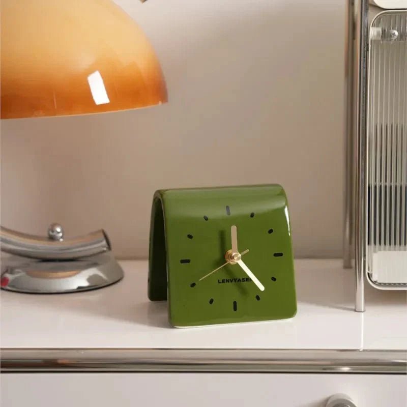 Hom & Ember – Elegant Mini Ceramic Desk Clock for a Serene Ambiance - Hom & Ember