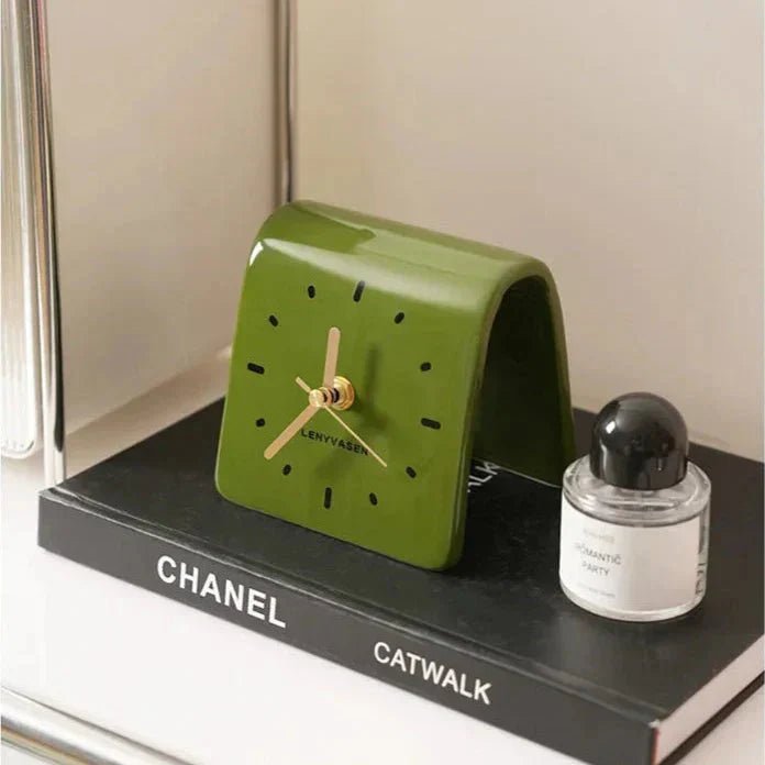 Hom & Ember – Elegant Mini Ceramic Desk Clock for a Serene Ambiance - Hom & Ember