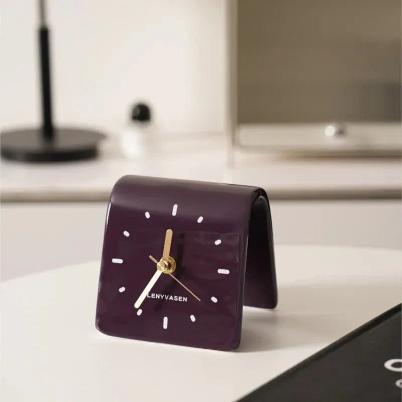 Hom & Ember – Elegant Mini Ceramic Desk Clock for a Serene Ambiance - Hom & Ember