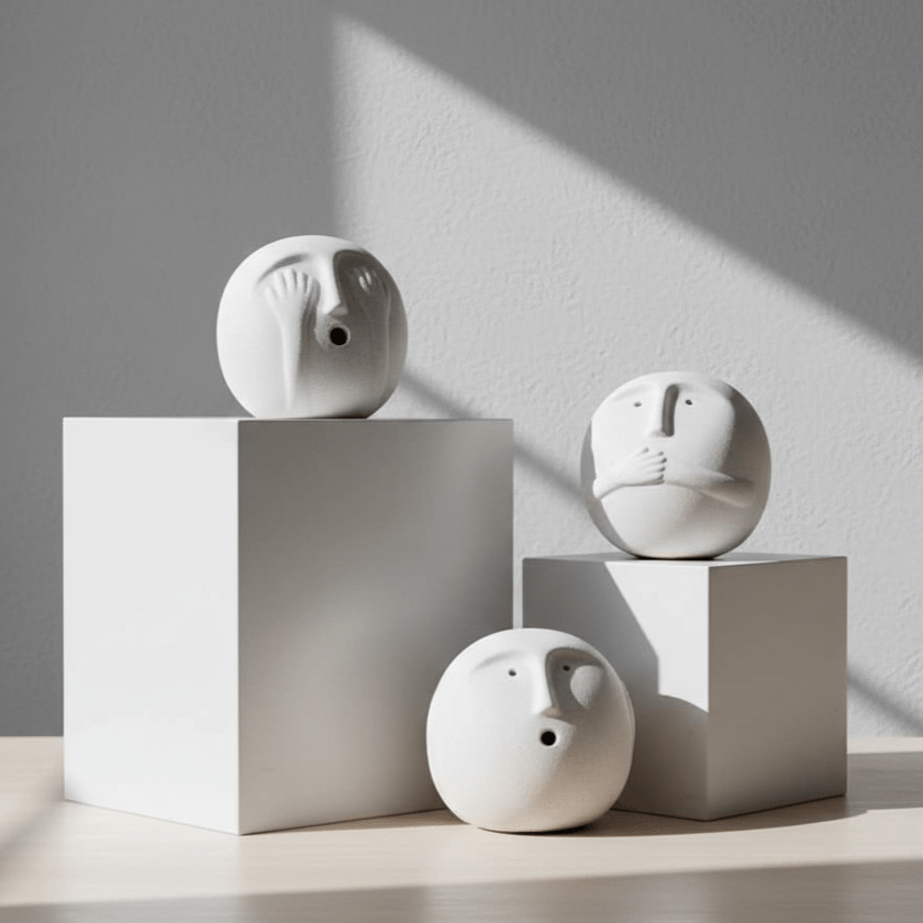 Hom & Ember – Elegant Minimalist Ceramic Sculpture in Soft Tones for a Serene Ambiance - Hom & Ember