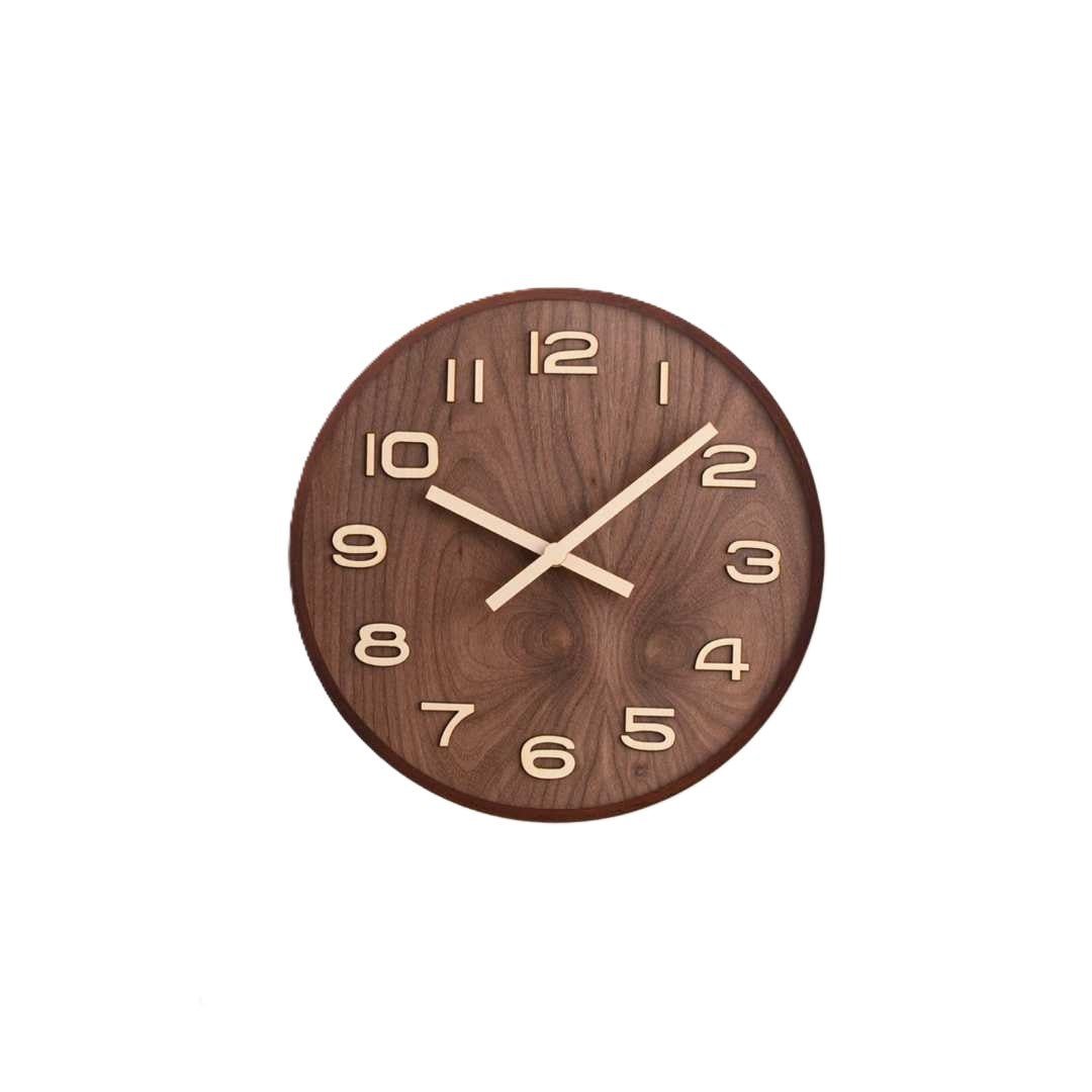 Hom & Ember – Elegant Minimalist Walnut Wall Clock for a Timeless Charm - Hom & Ember