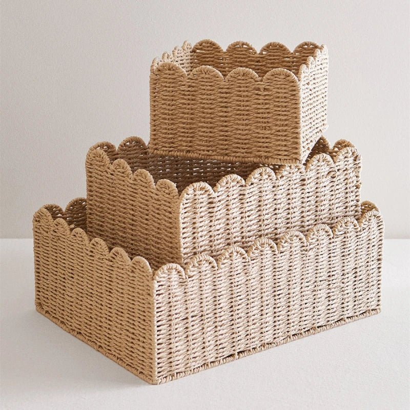 Hom & Ember – Elegant Natural Woven Willow Basket with Curved Edges for a Serene Aesthetic - Hom & Ember