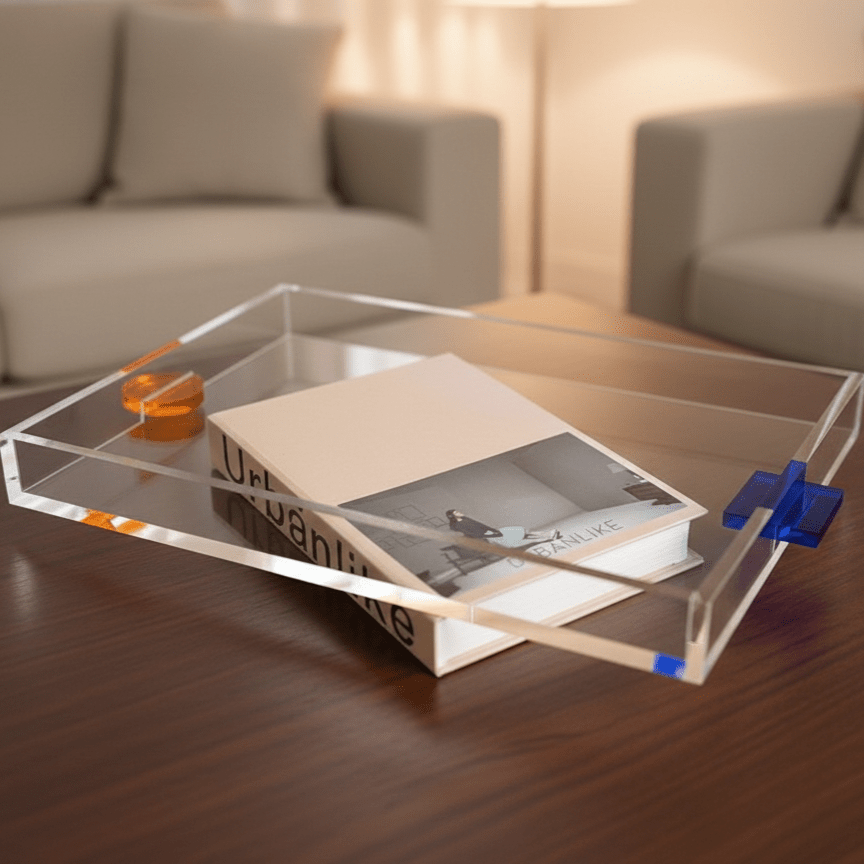 Hom & Ember – Elegant Neon Acrylic Decorative Serving Tray for a Chic Display with Timeless Functionality - Hom & Ember