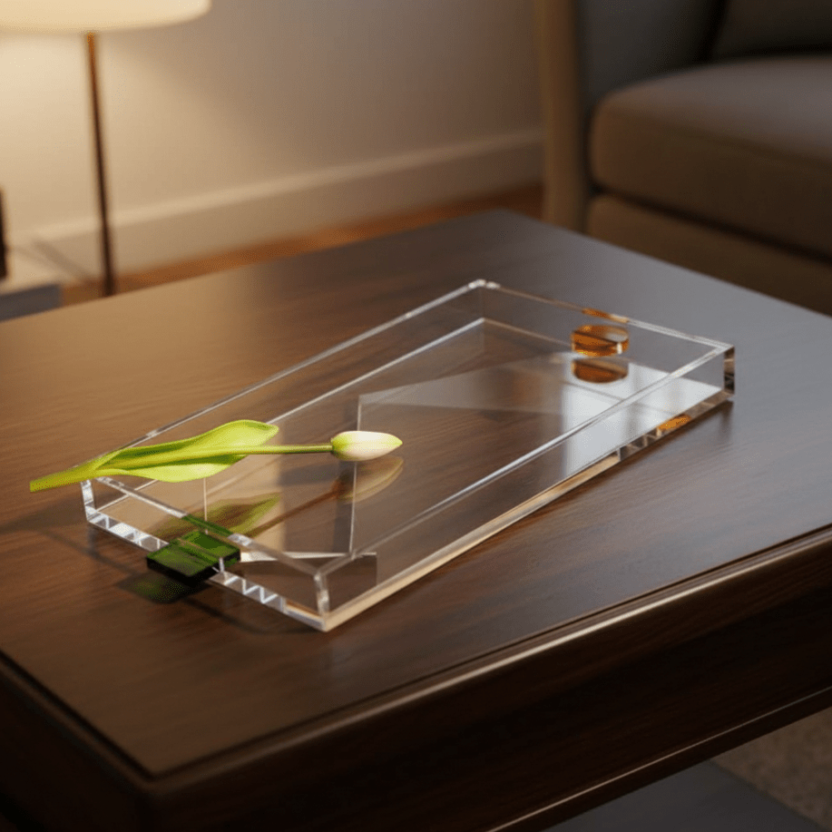 Hom & Ember – Elegant Neon Acrylic Decorative Serving Tray for a Chic Display with Timeless Functionality - Hom & Ember