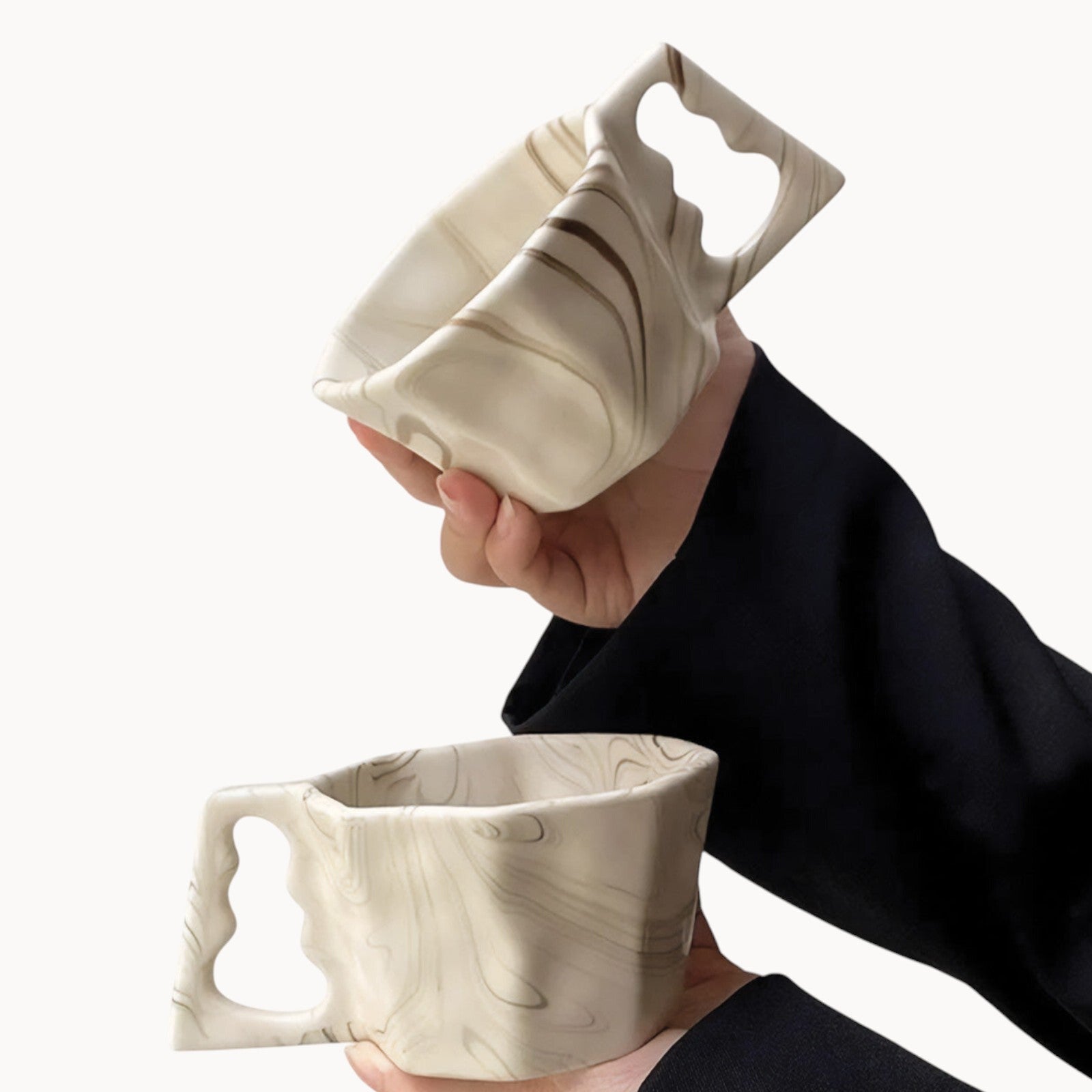 Hom & Ember – Elegant Octagonal Ceramic Mug in Soft Pastel Hues for a Stylish Kitchen Aesthetics - Hom & Ember