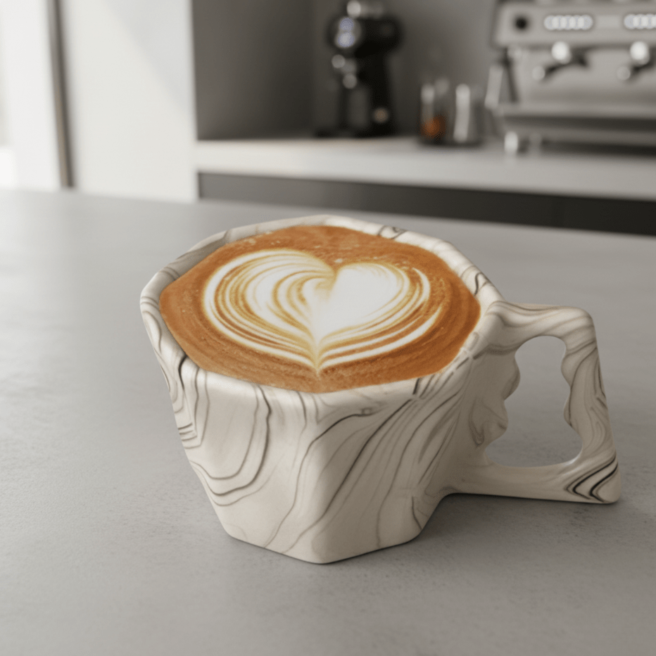 Hom & Ember – Elegant Octagonal Ceramic Mug in Soft Pastel Hues for a Stylish Kitchen Aesthetics - Hom & Ember