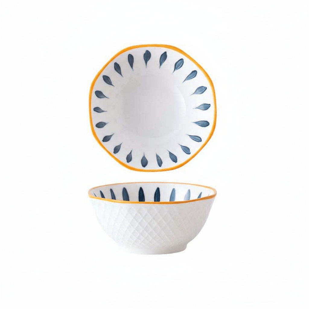 Hom & Ember – Elegant Patterned Ceramic Bowl in Navy for a Perfect Cosy Dining Interior - Hom & Ember