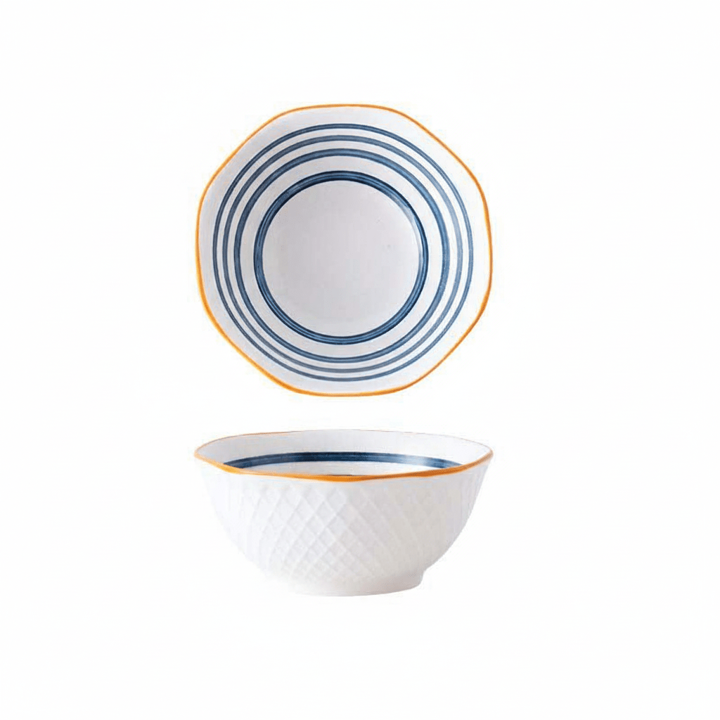 Hom & Ember – Elegant Patterned Ceramic Bowl in Navy for a Perfect Cosy Dining Interior - Hom & Ember