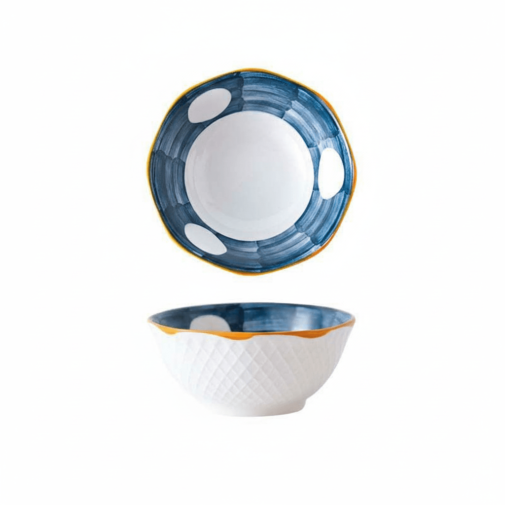 Hom & Ember – Elegant Patterned Ceramic Bowl in Navy for a Perfect Cosy Dining Interior - Hom & Ember