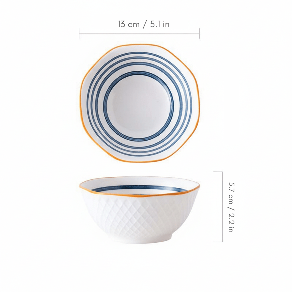 Hom & Ember – Elegant Patterned Ceramic Bowl in Navy for a Perfect Cosy Dining Interior - Hom & Ember