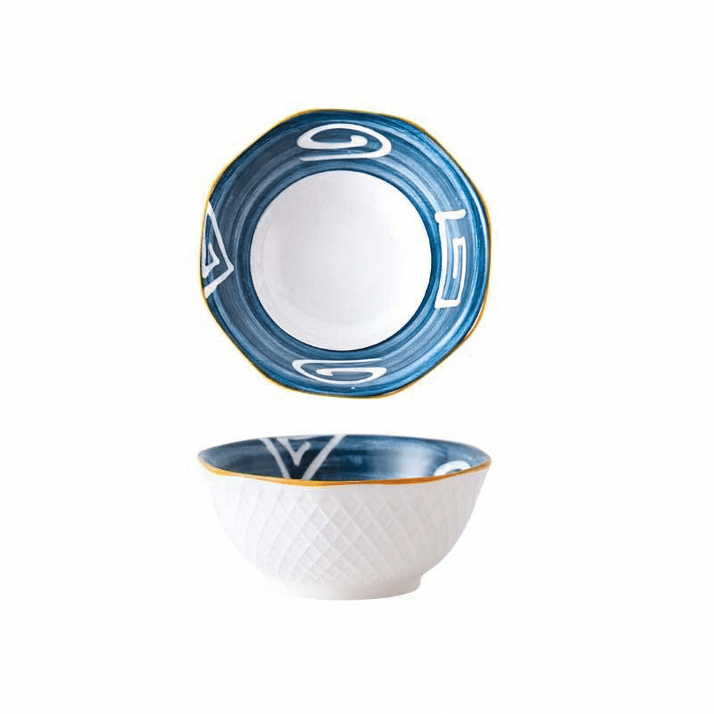 Hom & Ember – Elegant Patterned Ceramic Bowl in Navy for a Perfect Cosy Dining Interior - Hom & Ember