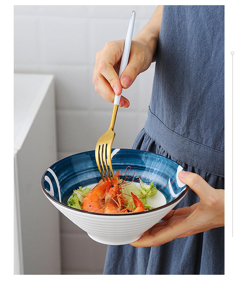 Hom & Ember – Elegant Patterned Ceramic Bowl Set in Navy for a Stylish Touch - Hom & Ember