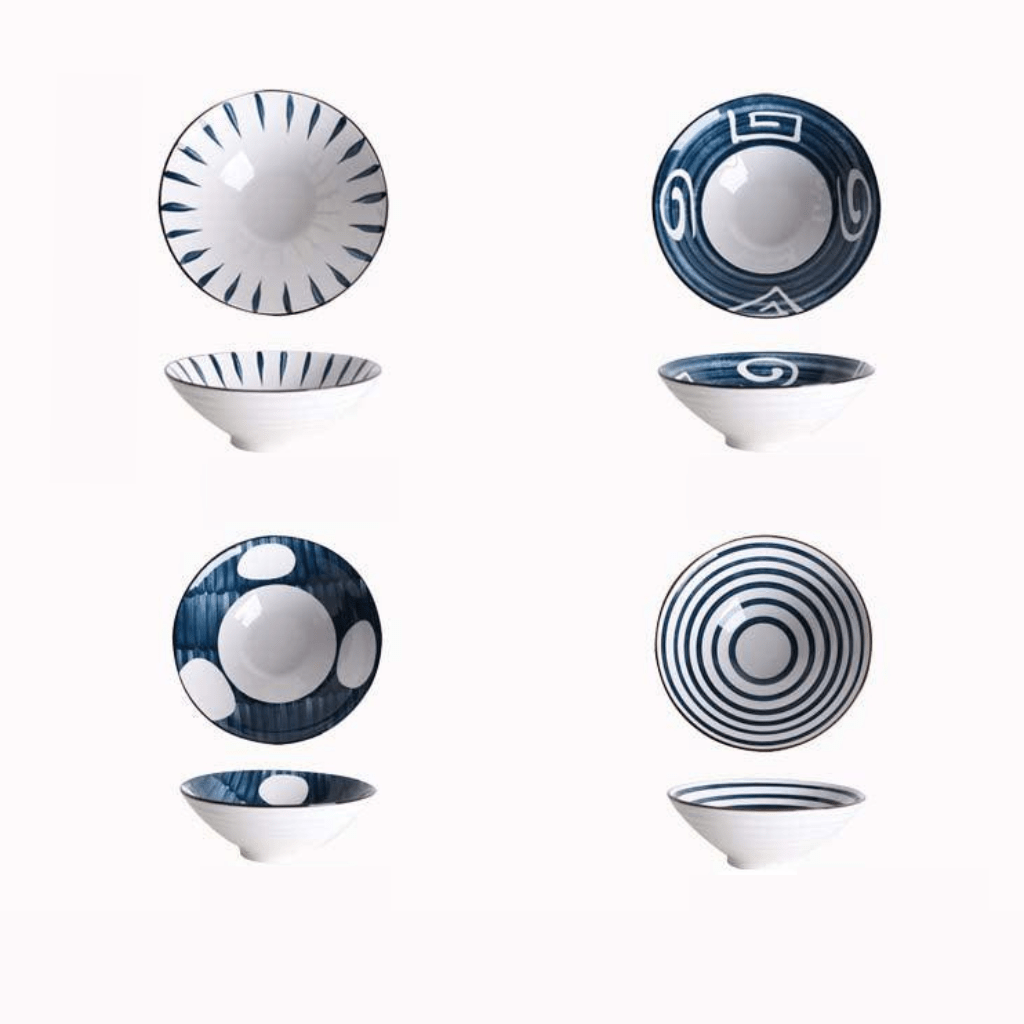 Hom & Ember – Elegant Patterned Ceramic Bowl Set in Navy for a Stylish Touch - Hom & Ember