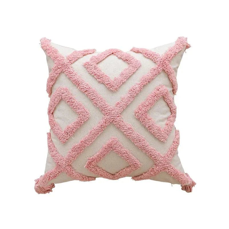 Hom & Ember – Elegant Pink Geometric Cushion Cover for Stylish Interiors with Timeless Charm - Hom & Ember