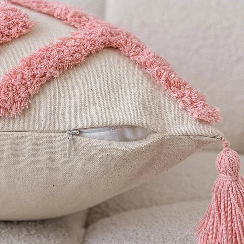 Hom & Ember – Elegant Pink Geometric Cushion Cover for Stylish Interiors with Timeless Charm - Hom & Ember