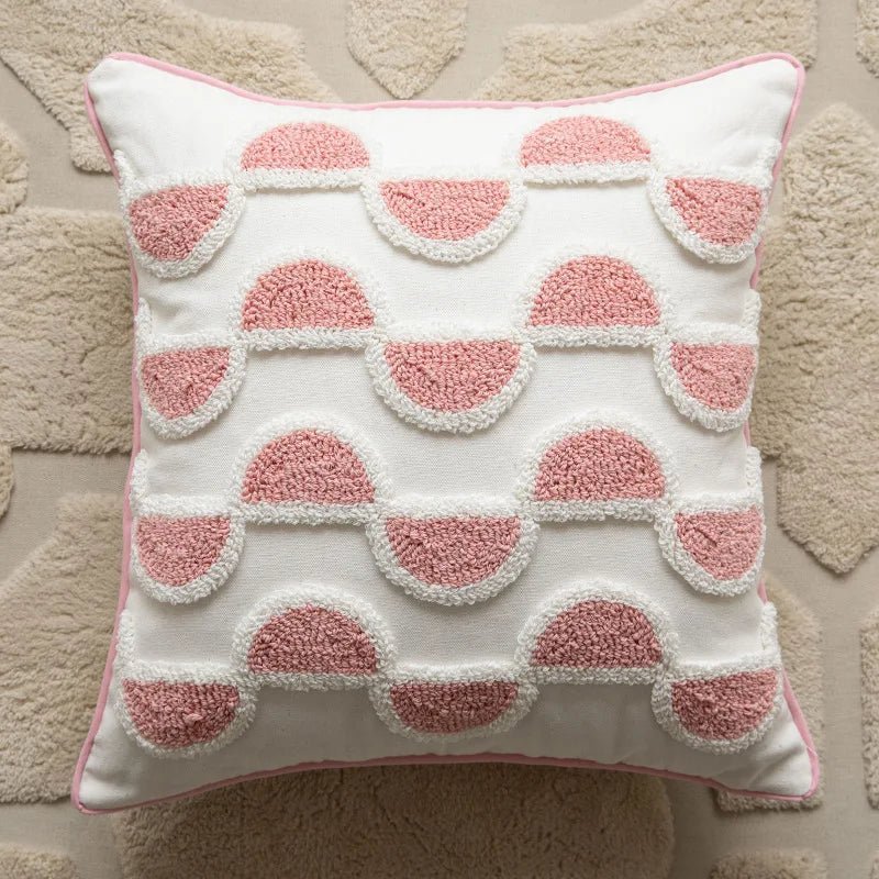 Hom & Ember – Elegant Pink Geometric Cushion Cover for Stylish Interiors with Timeless Charm - Hom & Ember