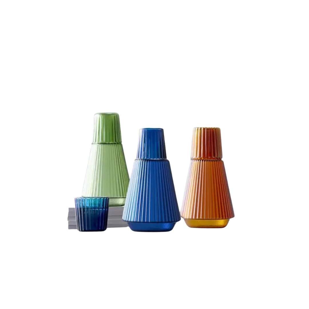Hom & Ember – Elegant Pleated Glass Carafe Set for a Refined Dining Experience - Hom & Ember