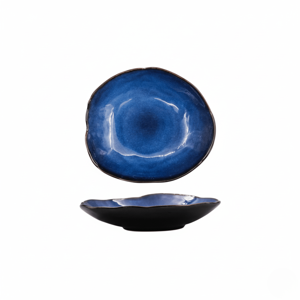 Hom & Ember – Elegant Porcelain Dinner Plate in Ocean Blue for a Sophisticated Dining Experience - Hom & Ember